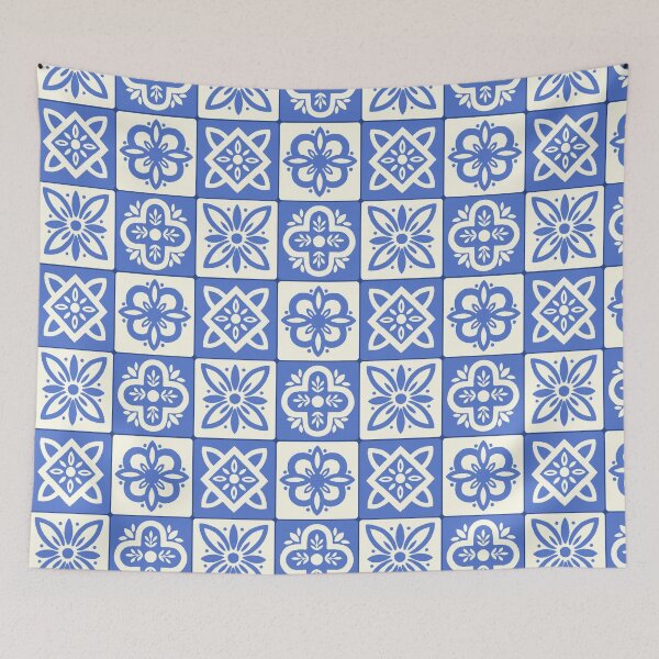 Item preview, Moroccan Painted Tiles Cornflower Blue designed and sold by ashandinkstudio.