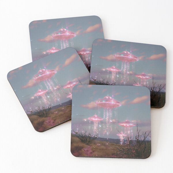 Item preview, Pink UFO Aesthetic Dreamy Landscape Vaporwave Sparkle designed and sold by Starcrimedesign.