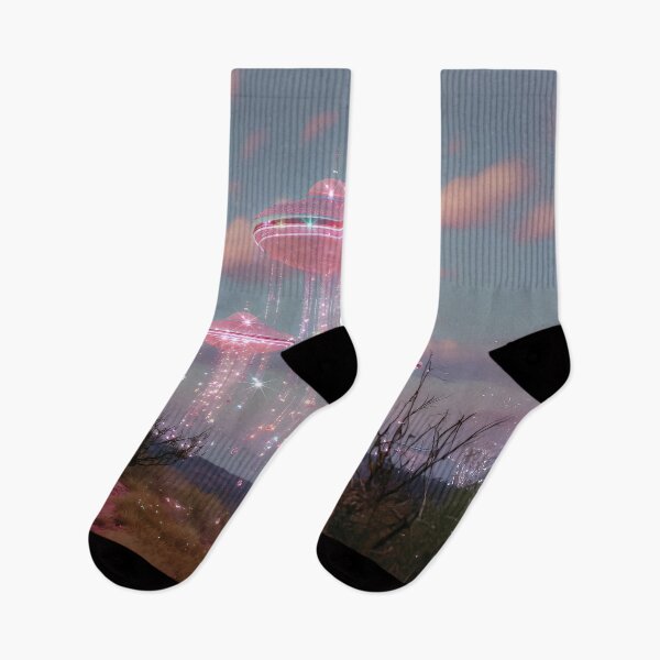 Item preview, Pink UFO Aesthetic Dreamy Landscape Vaporwave Sparkle designed and sold by Starcrimedesign.