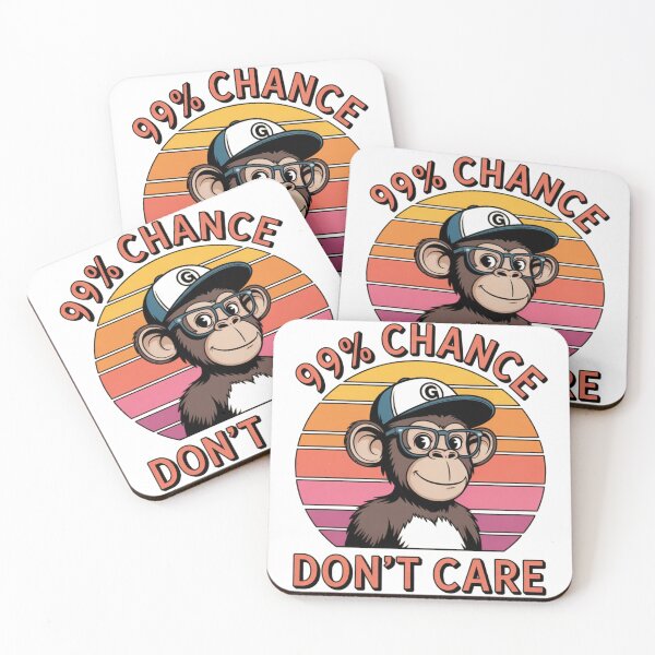 Item preview, Sarcastic Monkey: "99% Chance I Don't Care" Retro Sunset Design designed and sold by MIMSCorneR.