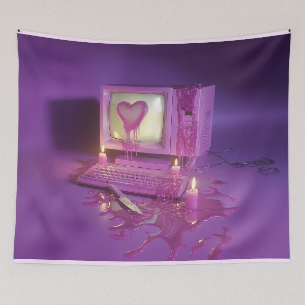 Item preview, Vaporwave Y2K Melting Heart Pink Computer Aesthetic Retro Tech designed and sold by Starcrimedesign.