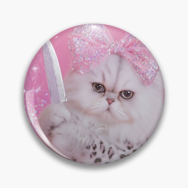 Item preview, Persian Cat With Knife Sparkly Pink Bow Aesthetic Cute Meme designed and sold by Starcrimedesign.