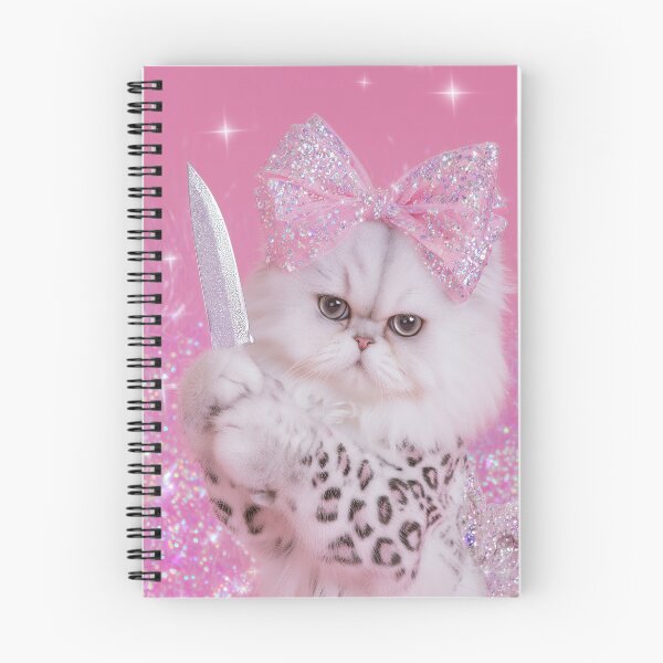 Item preview, Persian Cat With Knife Sparkly Pink Bow Aesthetic Cute Meme designed and sold by Starcrimedesign.