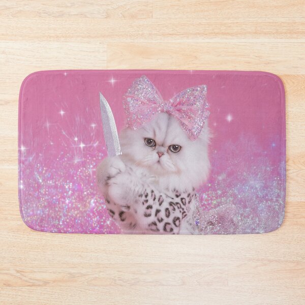 Item preview, Persian Cat With Knife Sparkly Pink Bow Aesthetic Cute Meme designed and sold by Starcrimedesign.