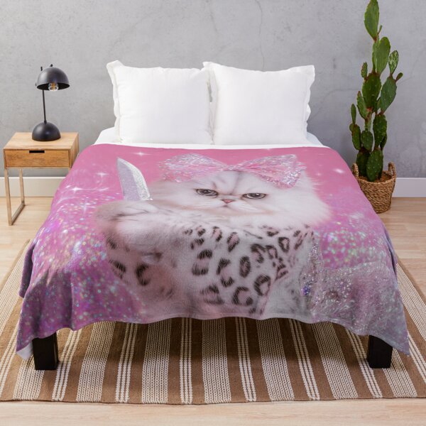 Item preview, Persian Cat With Knife Sparkly Pink Bow Aesthetic Cute Meme designed and sold by Starcrimedesign.