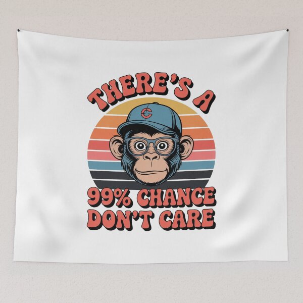 Item preview, "99% Chance I Don't Care" Retro Monkey Sunset Graphic designed and sold by MIMSCorneR.