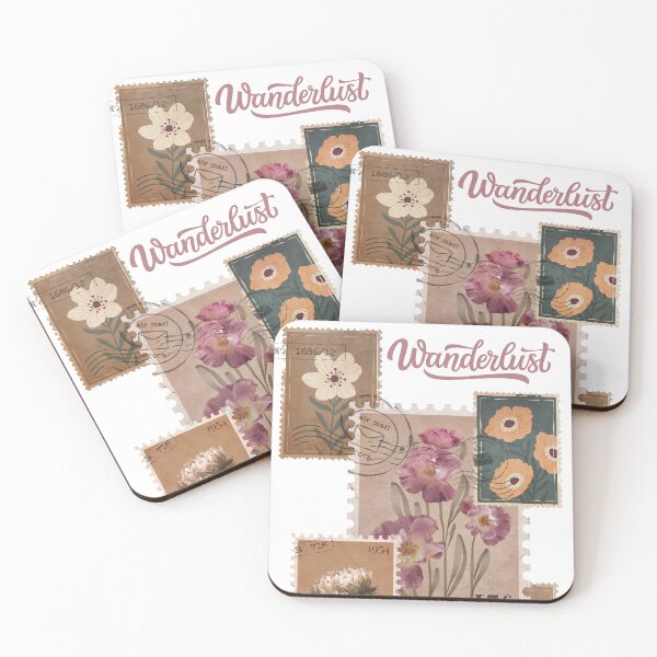 Item preview,  Vintage Postal Stamp Collage Wanderlust Print designed and sold by Thehatinthecat.