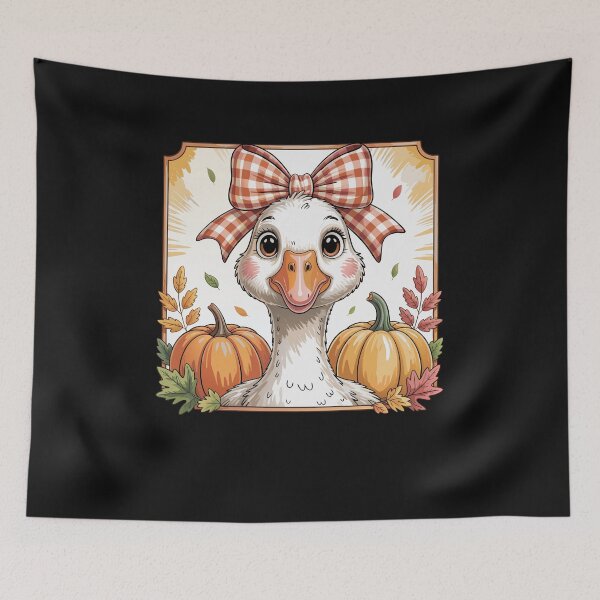 Item preview, Adorable Goose with Pumpkin and Fall Bow designed and sold by facegm.