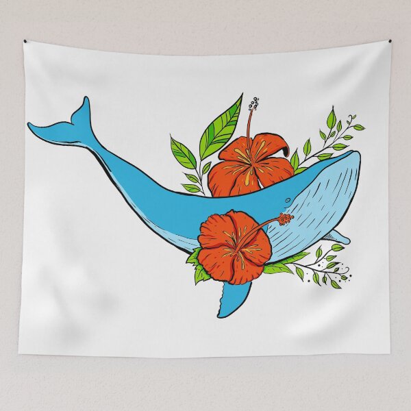 Item preview, Blue whale with flowers designed and sold by lucamendieta.