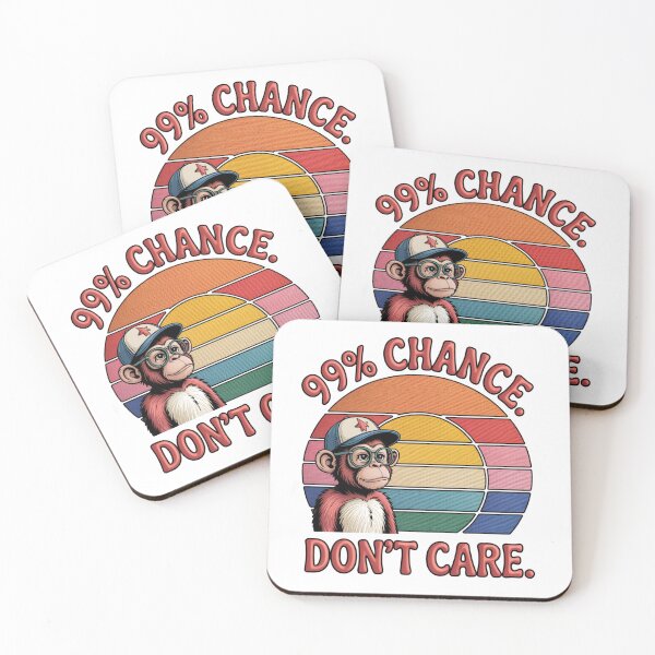 Item preview, Sarcastic Monkey: "99% Chance I Don't Care" Retro Sunset Design designed and sold by MIMSCorneR.