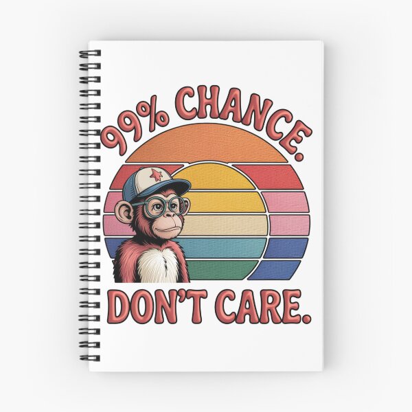 Item preview, Sarcastic Monkey: "99% Chance I Don't Care" Retro Sunset Design designed and sold by MIMSCorneR.