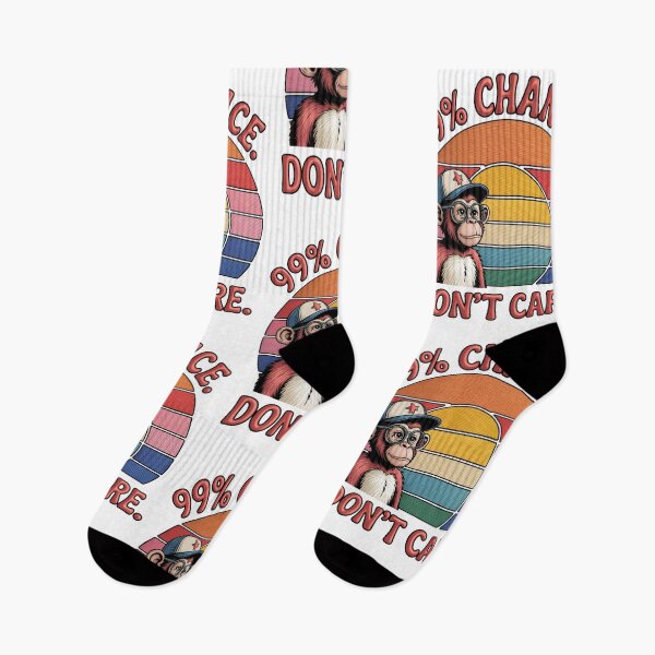 Item preview, Sarcastic Monkey: "99% Chance I Don't Care" Retro Sunset Design designed and sold by MIMSCorneR.