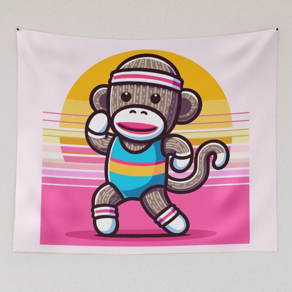 Item preview, 80s Aerobic Sock Monkey designed and sold by Ghost on Toast.