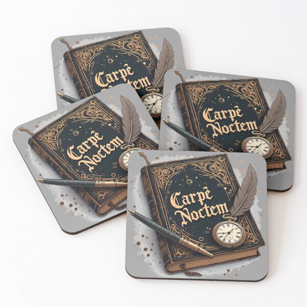 Item preview, Carpe Noctem: Vintage Study Scene in Moody Browns & Gold. latin phrase designed and sold by WelSol.