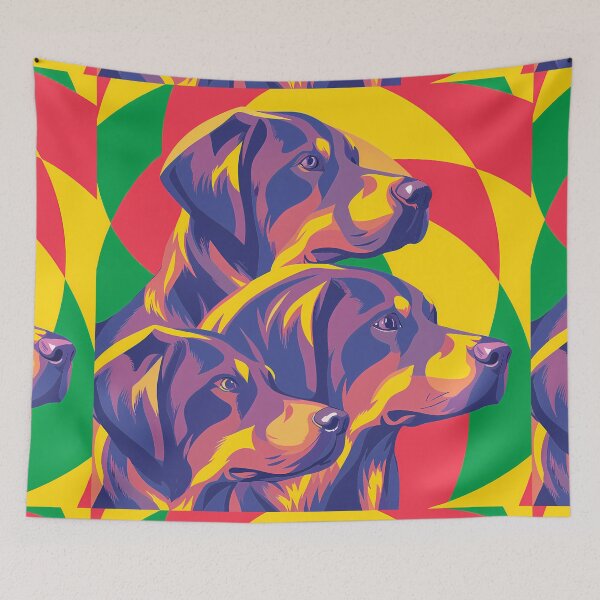Item preview, Vivid Canine Trio Yellow Red Green Colors designed and sold by ART ATTACK ZONE.