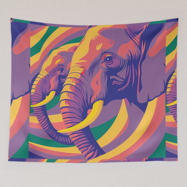 Item preview, Twilight Elephant Pair Colors Art Animals designed and sold by ART ATTACK ZONE.