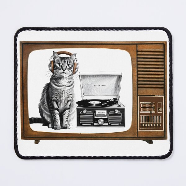 Item preview, CAT AND TURNTABLE ON TV designed and sold by VINYL SOUL.