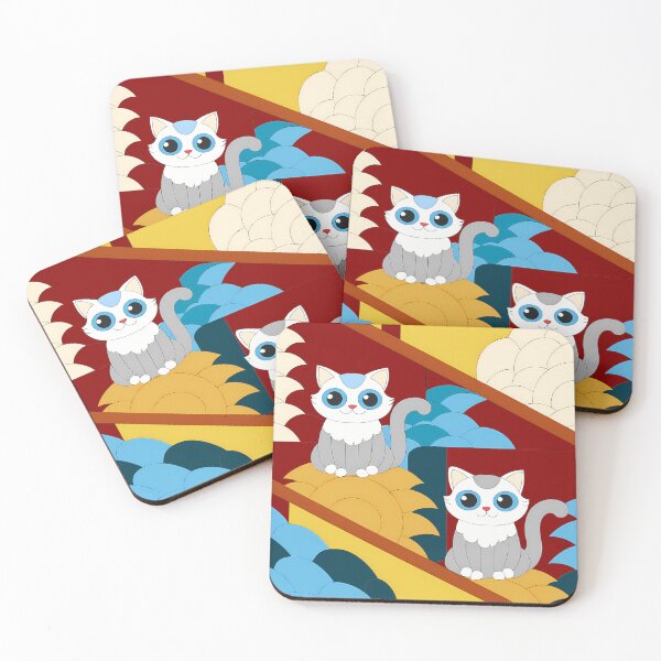 Item preview, Playful Feline Duo Cats Kitty Pets Colors Sky designed and sold by ART ATTACK ZONE.