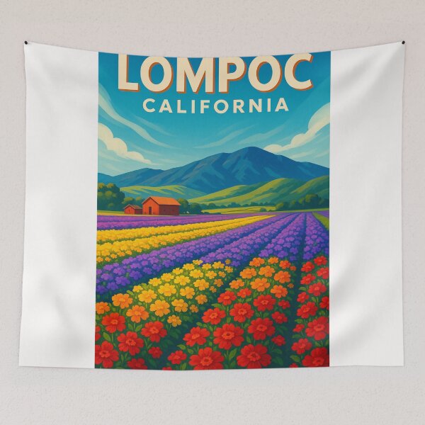 Item preview,  Flower Fields and Mountains, Lompoc California designed and sold by Places On Earth.
