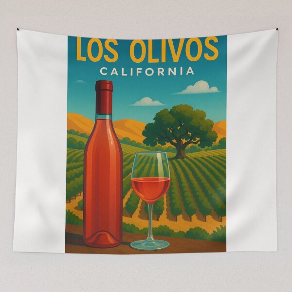 Item preview, Los Olivos Vineyard with Wine Glass and Bottle designed and sold by Places On Earth.