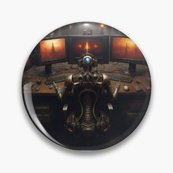 Item preview, Vintage Steampunk AI Robot On Computers designed and sold by TheDarkWardrobe.
