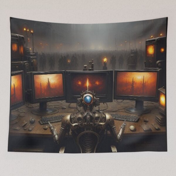 Item preview, Vintage Steampunk AI Robot On Computers designed and sold by TheDarkWardrobe.