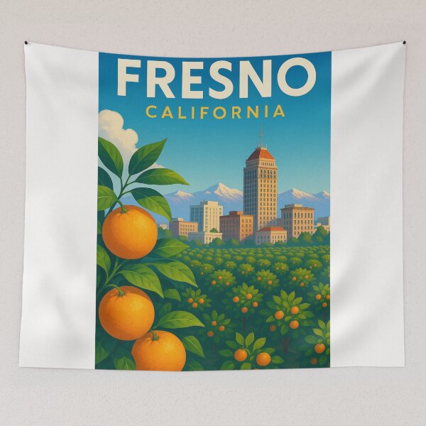 Item preview, Fresno Skyline and Orange Groves, California designed and sold by Places On Earth.