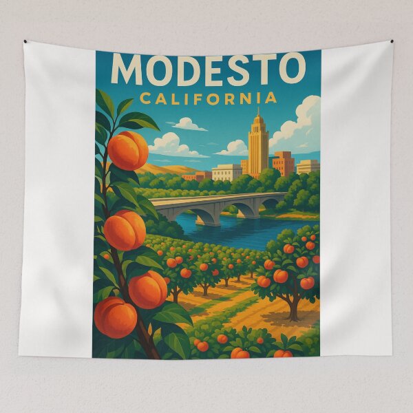 Item preview, Peach Orchards and Modesto Skyline, California designed and sold by Places On Earth.