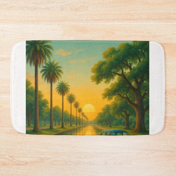 Item preview, Sunset Over Palm Tree Lined Canal, Modesto California designed and sold by Places On Earth.
