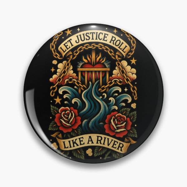 Item preview, Let Justice Roll Like a River – Christian Tattoo Flash Style Art designed and sold by FollowTheLeader.