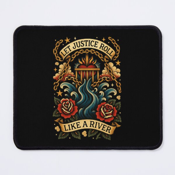 Item preview, Let Justice Roll Like a River – Christian Tattoo Flash Style Art designed and sold by FollowTheLeader.