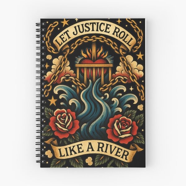 Item preview, Let Justice Roll Like a River – Christian Tattoo Flash Style Art designed and sold by FollowTheLeader.