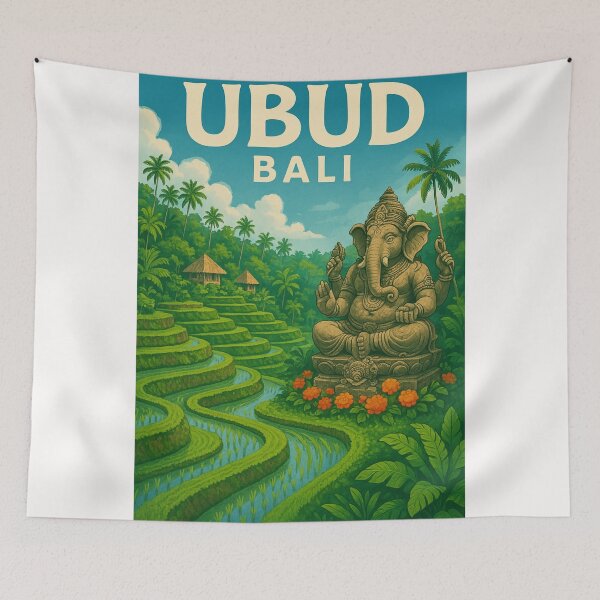Item preview, Ubud Bali Rice Terraces and Ganesha Statue designed and sold by Places On Earth.