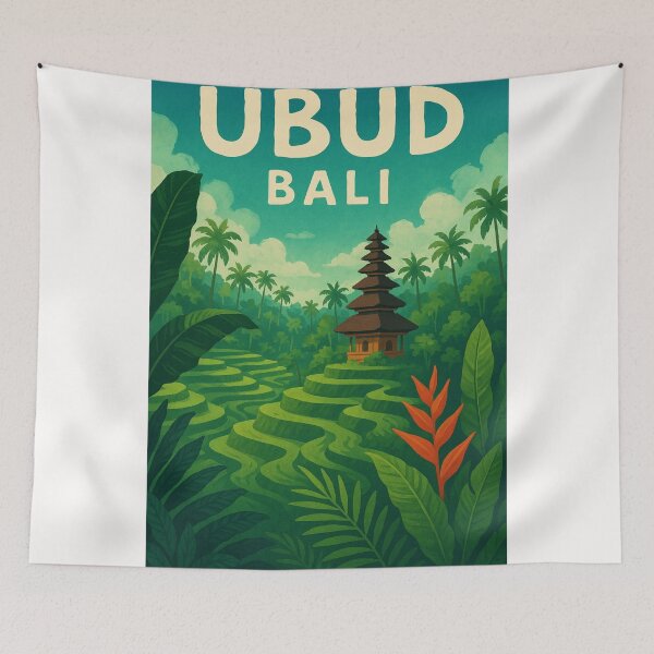 Item preview, Ubud Bali Pagoda and Jungle Rice Fields designed and sold by Places On Earth.
