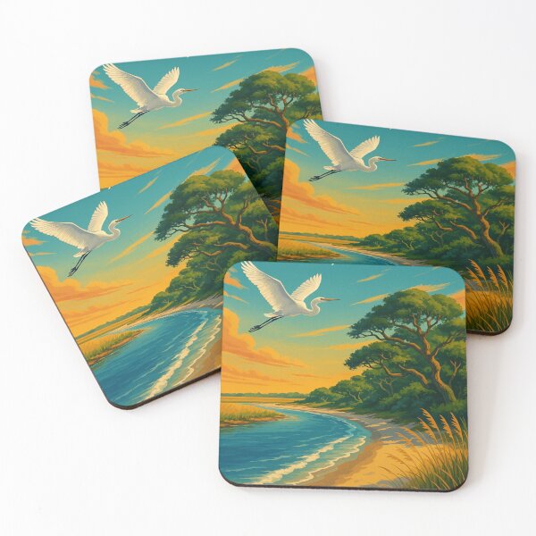 Item preview, Little St. Simons Island Georgia Egret at Dusk designed and sold by Places On Earth.