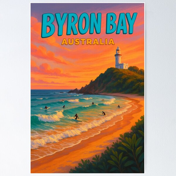Item preview, Byron Bay Australia Sunset Surf Scene designed and sold by Aryabek.