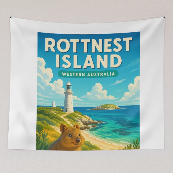 Item preview, Rottnest Island Lighthouse and Quokka Western Australia designed and sold by Aryabek.