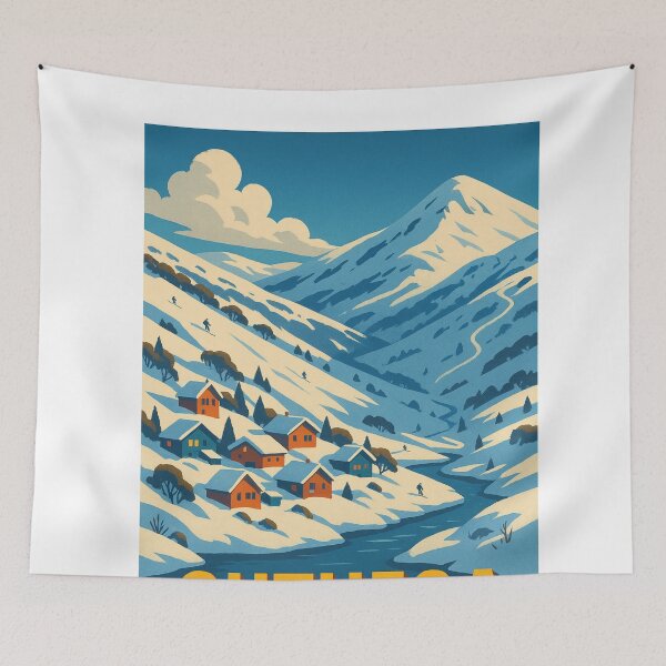 Item preview, Guthega Village and Ski Slopes Snowy Mountains designed and sold by Aryabek.