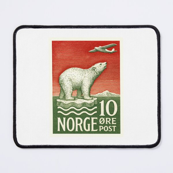 Item preview, Norway Polar Bear Arctic Airplane Stamp Poster designed and sold by retrographics.
