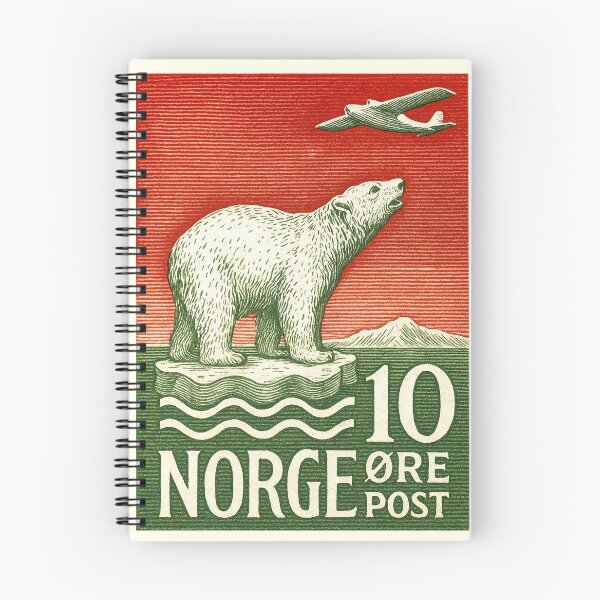 Artikelvorschau, Norwegen Eisbär Arktis Flugzeug Briefmarke Poster entworfen und verkauft von retrographics.
