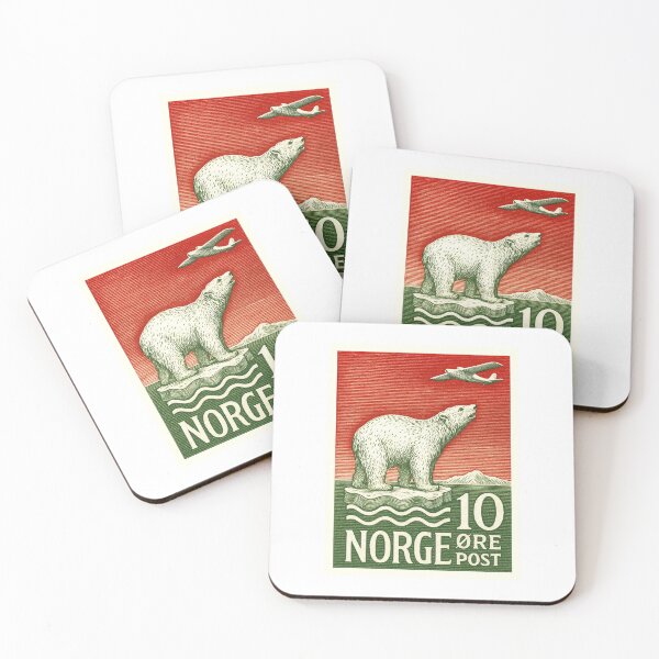 Item preview, Norway Polar Bear Arctic Airplane Stamp Poster designed and sold by retrographics.