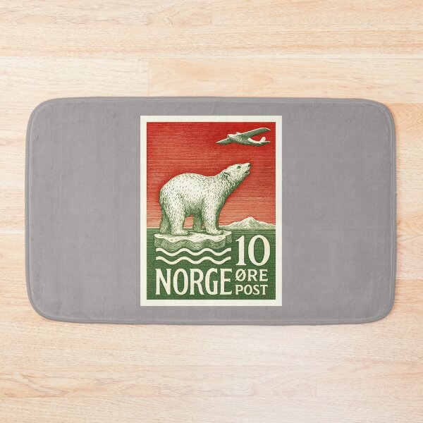 Item preview, Norway Polar Bear Arctic Airplane Stamp Poster designed and sold by retrographics.