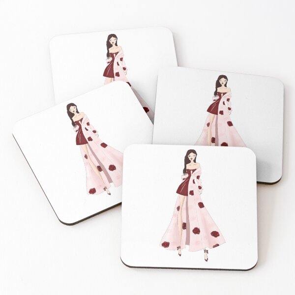 Item preview, Pink Rose Coat and Red Bow Mini Dress Coquettecore Fashion Illustration designed and sold by Eva Phan.
