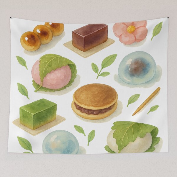 Item preview, Japanese sweets pattern designed and sold by mayhaku.