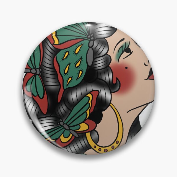 Item preview, American Traditional Girl with Butterflies designed and sold by LeeDrawsThings.