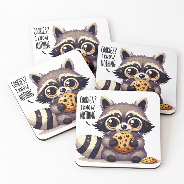 Item preview, Sneaky Raccoon Stealing Cookie in Cute Style designed and sold by Tong4130.