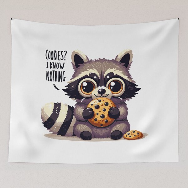 Item preview, Sneaky Raccoon Stealing Cookie in Cute Style designed and sold by Tong4130.