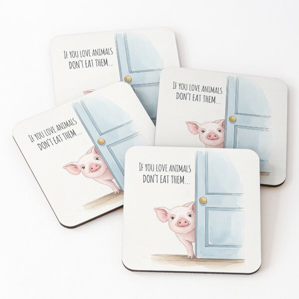 Item preview, Peeking Pig Vegan Animal Rights Art - If You Love Animals Don't Eat Them  designed and sold by DaisyHouse.