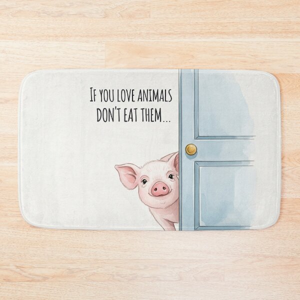 Item preview, Peeking Pig Vegan Animal Rights Art - If You Love Animals Don't Eat Them  designed and sold by DaisyHouse.