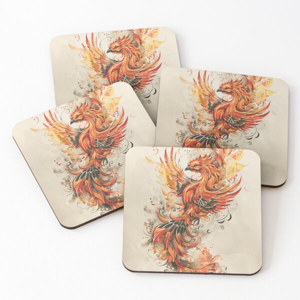 Item preview, Fiery Phoenix Rising in Watercolor Flames designed and sold by ArgentoArt.